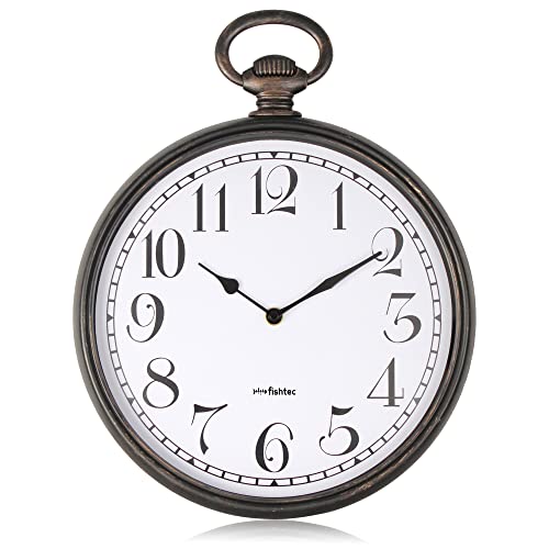 FISHTEC Design Wanduhr - Style Taschenuhr Vintage...