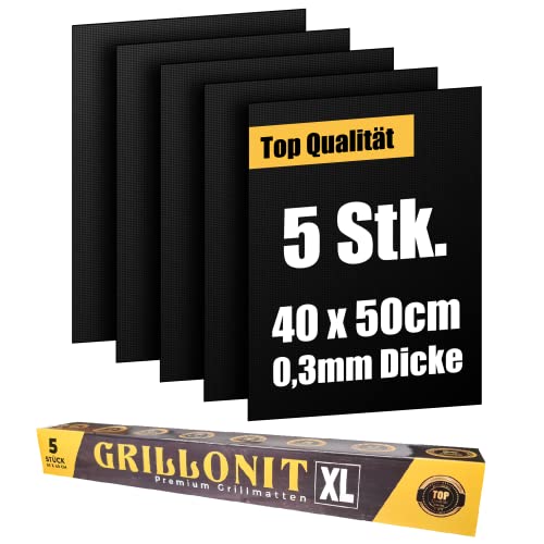 GRILLONIT 5x Premium BBQ Grillmatte für Gasgrill...