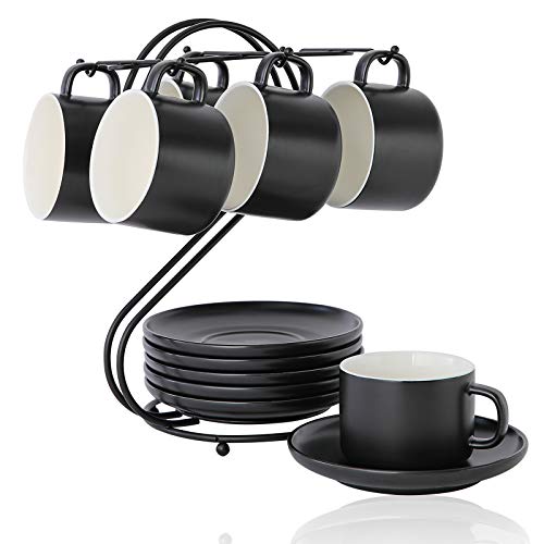 Keramik Kaffee Tassen Set (220ml) mit Untertassen...