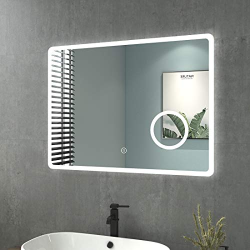Heilmetz Badezimmerspiegel mit Beleuchtung 80x60...
