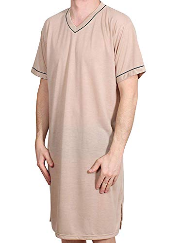 Herren Nachthemd KURZ UNIFARBEN Schlafanzug Pyjama...