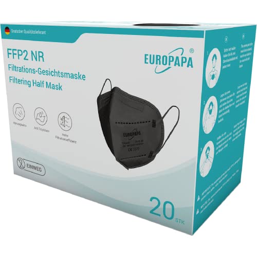 EUROPAPA® 20x FFP2 Schwarz Maske Atemschutzmaske...