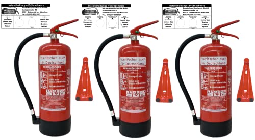 3 x 6 kg Brandengel ABC Pulver Feuerlöscher, EN3,...