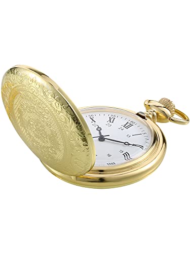 Vintage Taschenuhr Gold Stahl Herren Uhr mit Kette...