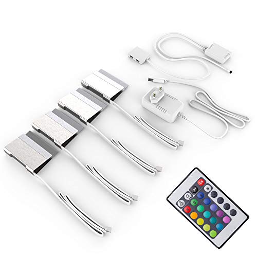 B.K.Licht I LED Glasbodenbeleuchtung I 4er Set I...