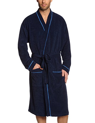 Schiesser Herren Reisjas Bademantel, Blau...