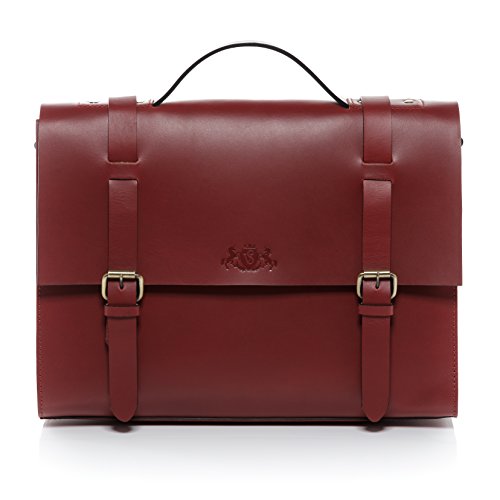SID & VAIN Aktentasche Boston aus Sattel-Leder I...