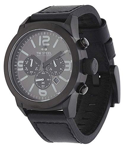 TW Steel Herren Chronograph Quarz Uhr mit Leder...