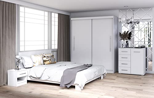 Schlafzimmer Set in Weiß 5-teilig mit Schrank...