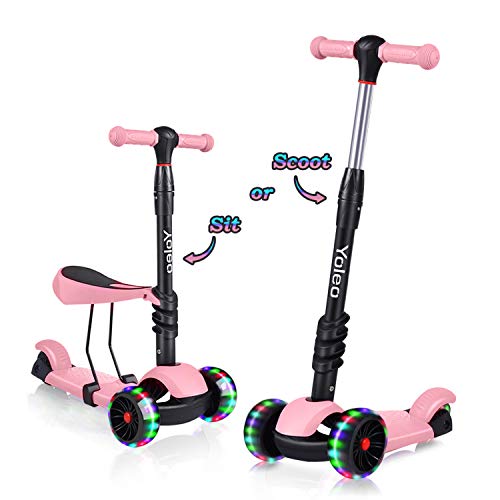 YOLEO 3-in-1 Kinder Roller Scooter mit Abnehmbarem...