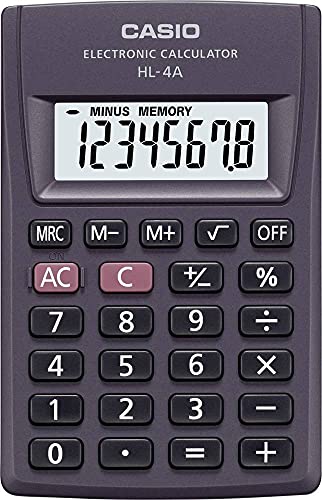 Casio HL-4A Taschenrechner Anthrazit Display...