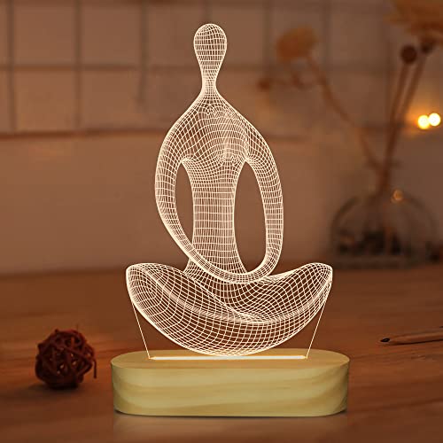 Yoga Lampe LED 3D Kunst Nachtlicht für Mädchen...