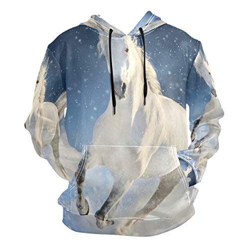 LDIYEU Weißes Pferd Kapuzenpullis Kapuzenpullover...