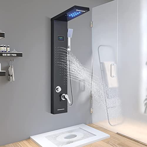 TTICCTIY Duschpaneel Schwarz LED Regendusche...