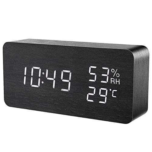 ORIA LED Digitaler Wecker, Holz Wecker Uhr Modern...