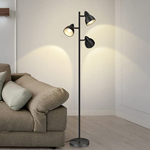 EDISHINE Stehlampe Wohnzimmer, 3-flammige Retro...