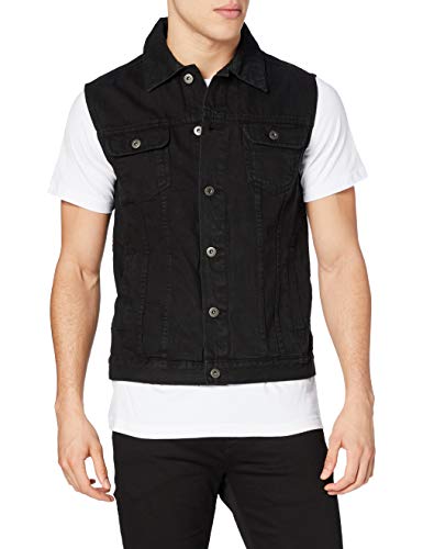 Urban Classics Herren Denim Vest Weste, Blackdark,...