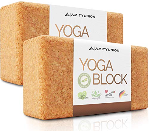 Yoga Block 2er Set Kork - EXTRA Yoga HEFT im Set -...