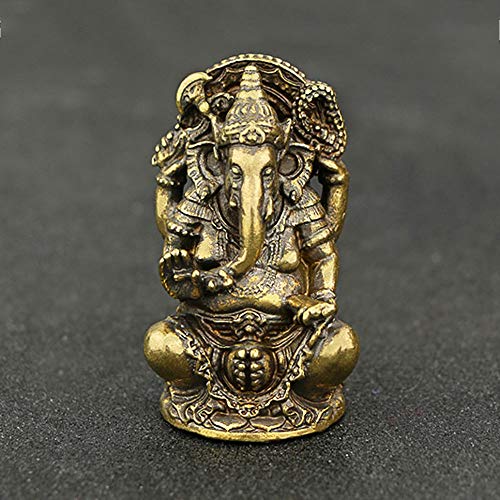 QWERWEFR Mini Vintage Messing Ganesha Statue...