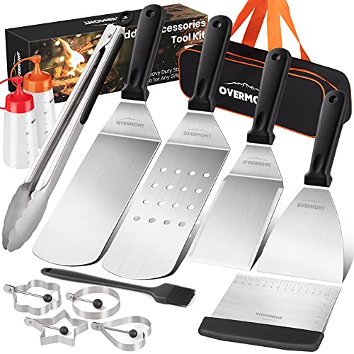 OVERMONT Grillspachtel Grillbesteck Set 13Pcs...