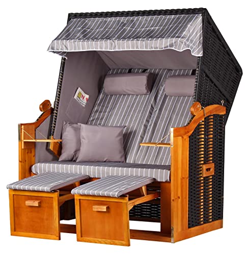 bene living Strandkorb Ostsee - gestreift/grau -...