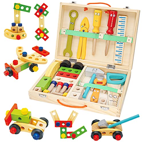 Withosent Werkzeugkoffer Kinder Holz, 34 Stück...