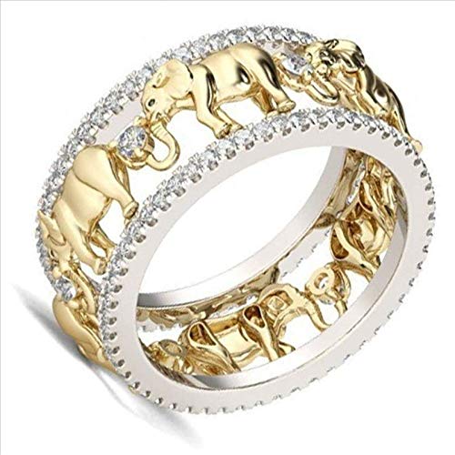 QAZXCV Goldener Zirkon Ring Elefant Ring Frauen...
