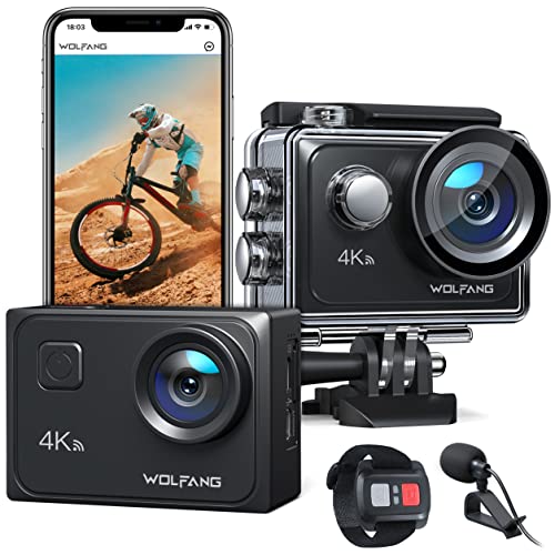 WOLFANG Action Cam 4K 60FPS, GA300 20MP WiFi...