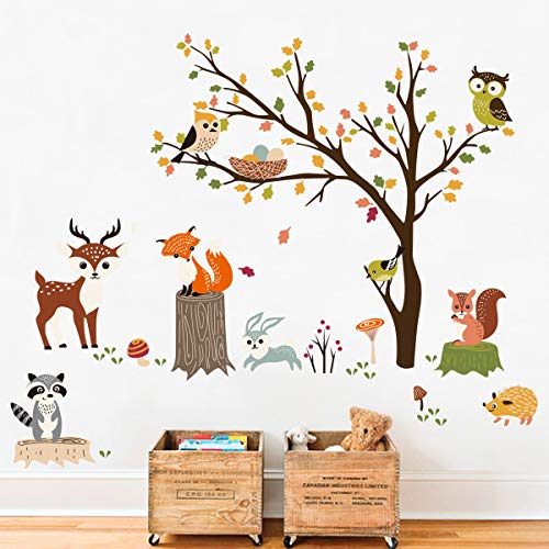 decalmile Wandtattoo Waldtiere Baum Wandsticker...