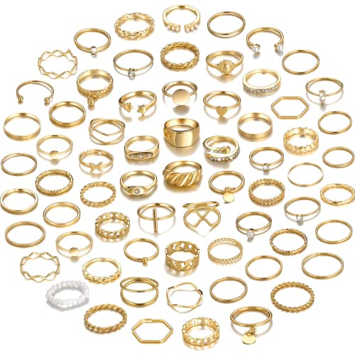 68 Stücke Gold Knöchel Ringe Set für Damen...