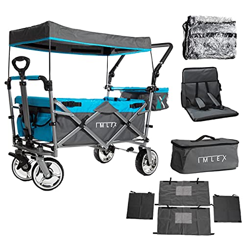 IMLEX Bollerwagen IM-4268 Azurblau mit Schiebe und...