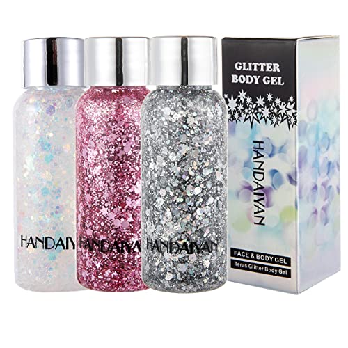 Glitter Holographic Chunky Gel, 3 Beliebte Farben...