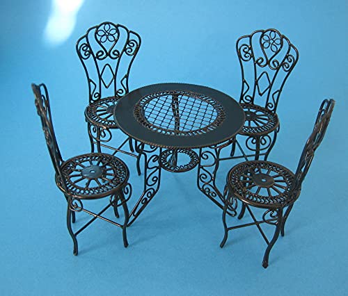Puppenhaus Gartenmöbel Set Tisch und 4 Stühle...