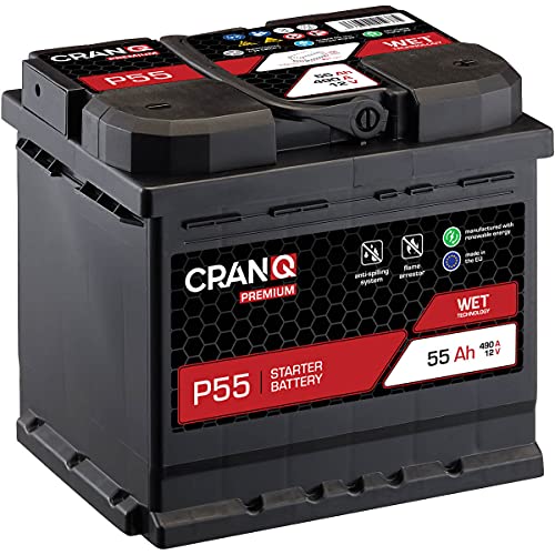 CranQ Autobatterie 55Ah 12V 490A Kaltstartkraft,...