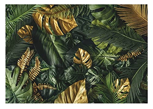 Fototapete Blätter grün gold Monstera Pflanzen...