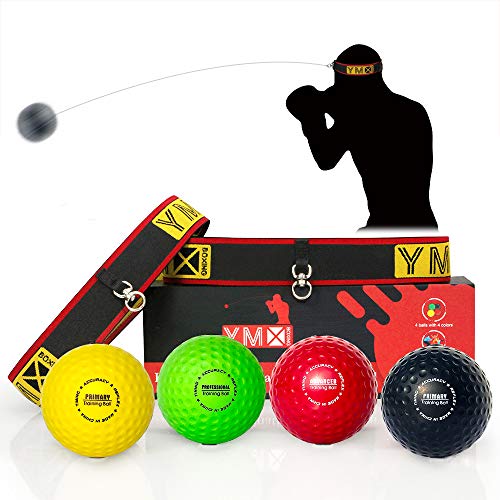 YMX BOXING Reflexball - 4 Bälle + 2 Stirnbänder,...