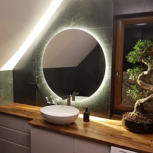 Artforma Rund Badspiegel mit LED Beleuchtung 70cm...