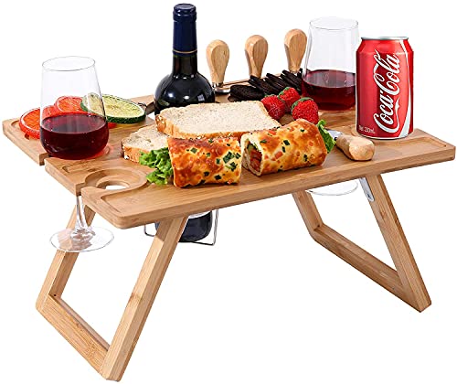 Tragbarer Bambus-Wein-Picknicktisch, faltbarer...