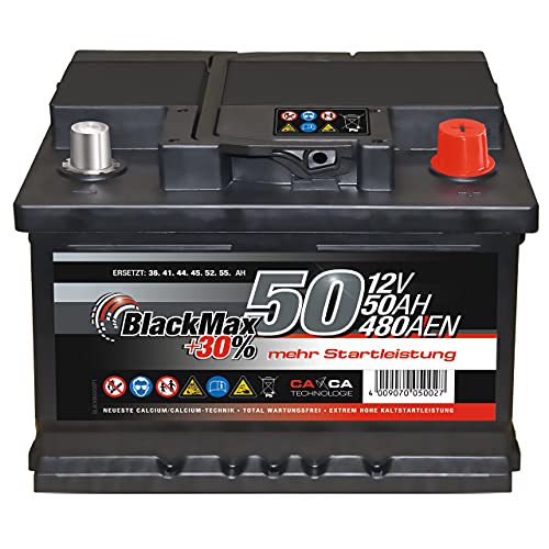 Autobatterie 12V 50Ah 480A/EN BlackMax Starter 30%...