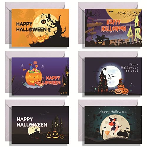 6 Stück Halloween-grußkarten Umschlägen Und...