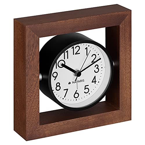 Navaris Analog Holz Tischuhr Quadrat Design - 13,2...