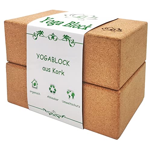 Yoga block Kork 2er Set, rutschfester Yogablock...