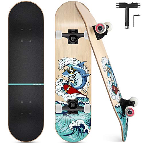 Skateboard, Komplettboard 31 x 8 Zoll Skateboards...
