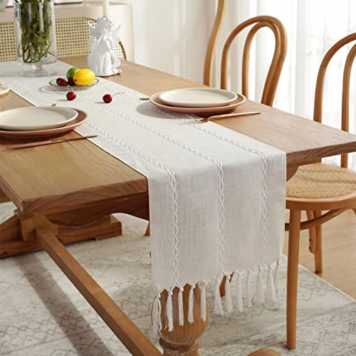 NSXIN Tischläufer Boho Vintag Beige Tischläufer...