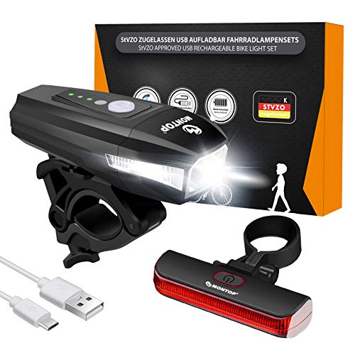 StVZO Zugelassen Fahrradlicht Set USB Akku, LED...