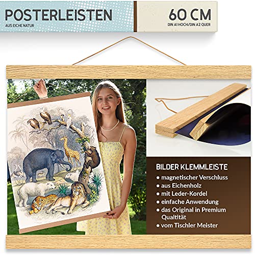 charlique® Posterschiene aus Holz (Eiche) 60 cm |...