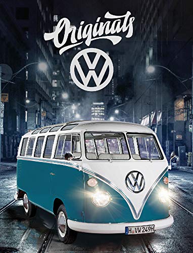 Große VW Volkswagen Fleece-Decke Bulli T1 Blau...