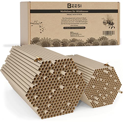BEESI 600x Nisthülsen für Wildbienen 6 und 8 mm...