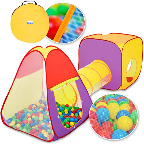 KIDUKU® 3-teiliges Bällebad Spielzelt Babyzelt +...