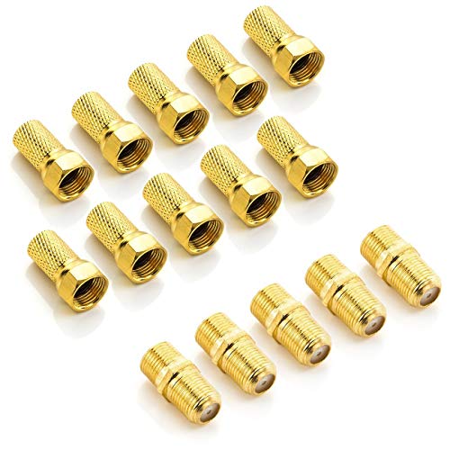 deleyCON F-Stecker Set mit 5x Verbinder & 10x...